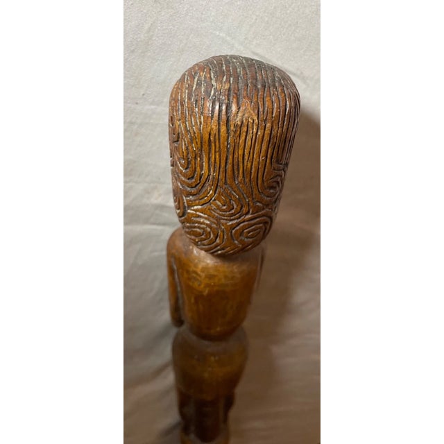 Vintage 1940 French World War 2 Pow Nude Eve Hand Carved Walking Stick Cane For Sale - Image 12 of 17