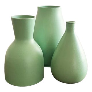 Aqua Green Vases from Italica Ars Firenza, 1950s, Set of 3 For Sale