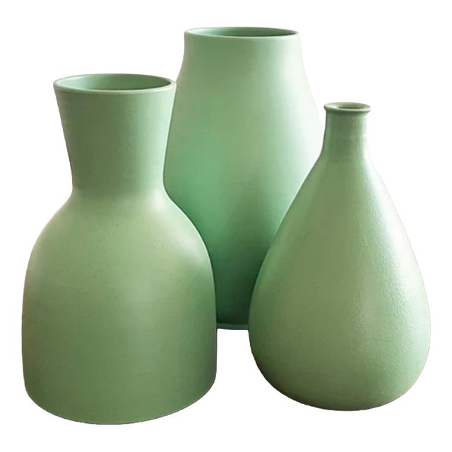 Aqua Green Vases from Italica Ars Firenza, 1950s, Set of 3 For Sale