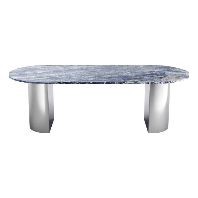 Refleko Oblong Dining Table in Blue Bahia Granite from Stone Valley For Sale