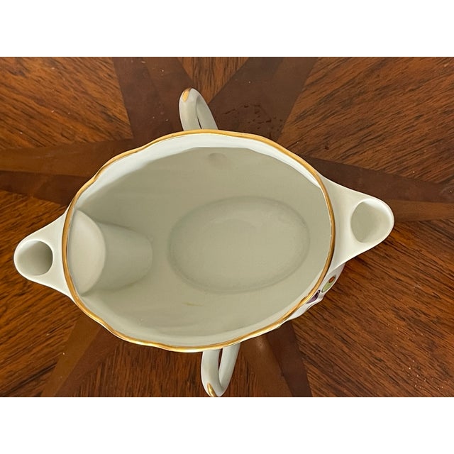 French 1950s Handpainted French Porcelain Sauce Boat For Sale - Image 3 of 5