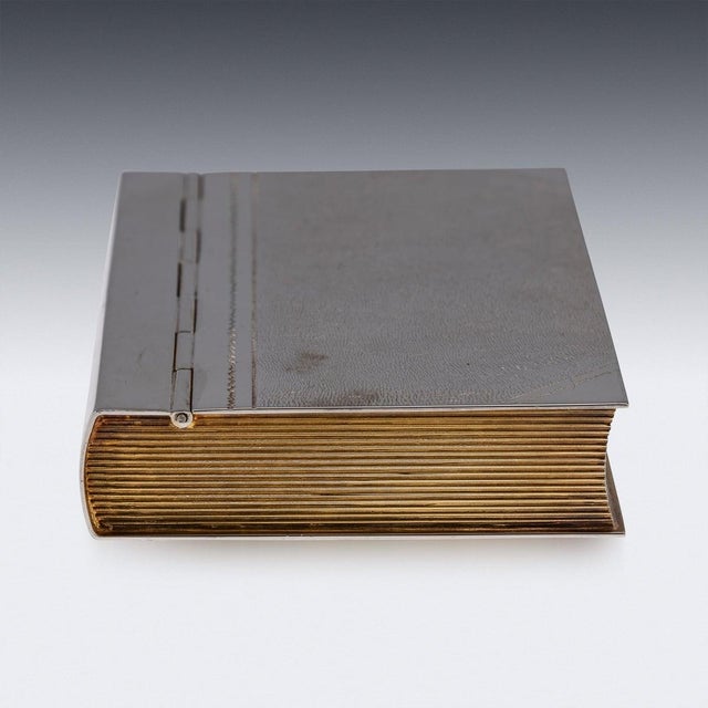 Vintage English Silver Book Shaped Cigar Box, 2015 For Sale - Image 13 of 18