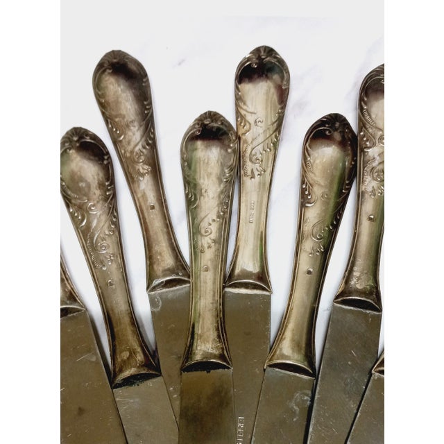Late 19th Century 1890s Gremany Jugendstil 11x Knives in Arg 800 Silver / Rostrfei Art Nouveau For Sale - Image 5 of 14