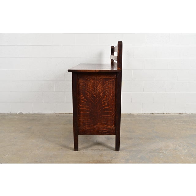 Gustav Stickley Antique Mission Oak Arts & Crafts Strap Hinge Sideboard, Circa 1910 For Sale - Image 13 of 16