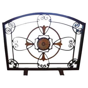 French Art Deco Wrought Iron Fireplace Screen Signed Szabo, Circa. 1930