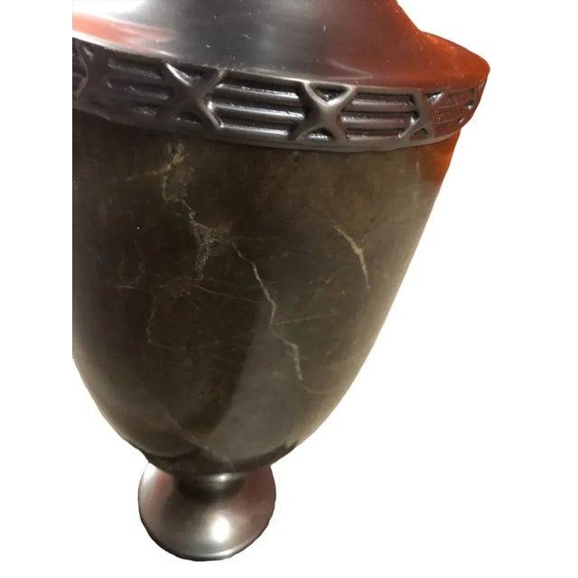 Traditional WIldwood Marble Urn Lamp With Shade With Antique Bronze Patina Brass Base and Accents For Sale - Image 3 of 12