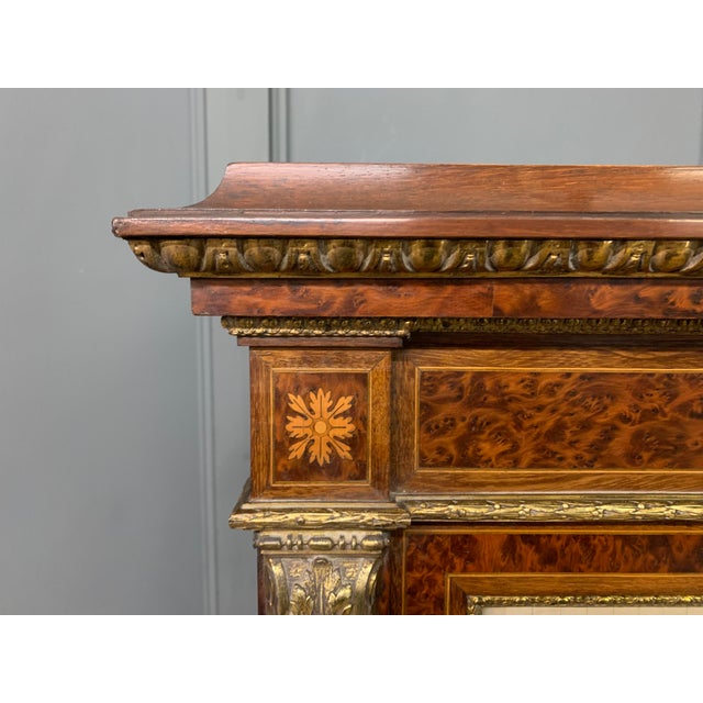 Antique French Inlaid Mahogany and Amboyna Bookcase, 1880 For Sale - Image 4 of 18
