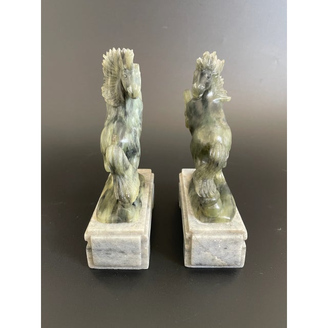 Vintage Chinese Fine Carving Soapstone Running Horse Statues - a Pair For Sale - Image 4 of 12