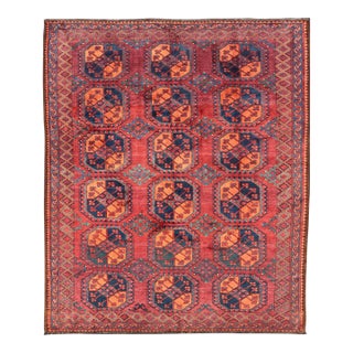 Square Sized Hand-Knotted Turkomen Ersari Rug in Wool With Repeating Gul Design** For Sale