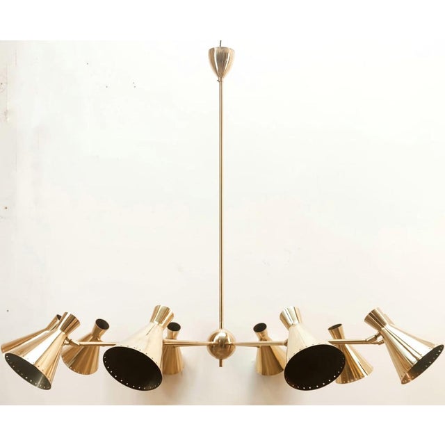 Sputnik 10-Light Chandelier in Brass with Adjustable Domes For Sale - Image 6 of 18