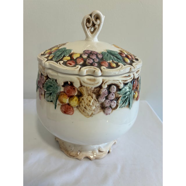 Mid-Century Modern Vintage Lefton Majolica Style Canister With Liid For Sale - Image 3 of 12