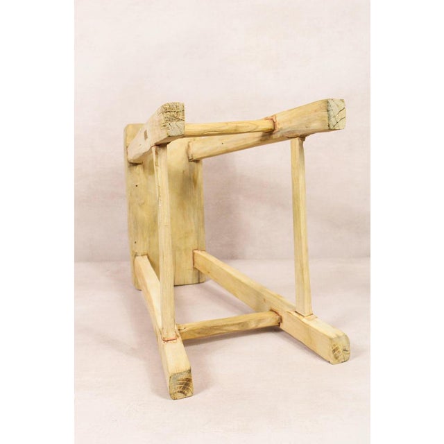 Vintage Rustic Stool in Elm For Sale - Image 4 of 5