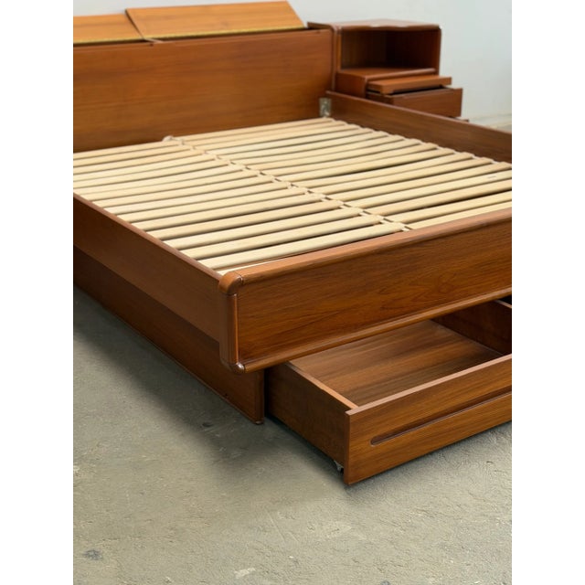 Wood Vintage Danish Teak California King Bed For Sale - Image 7 of 18