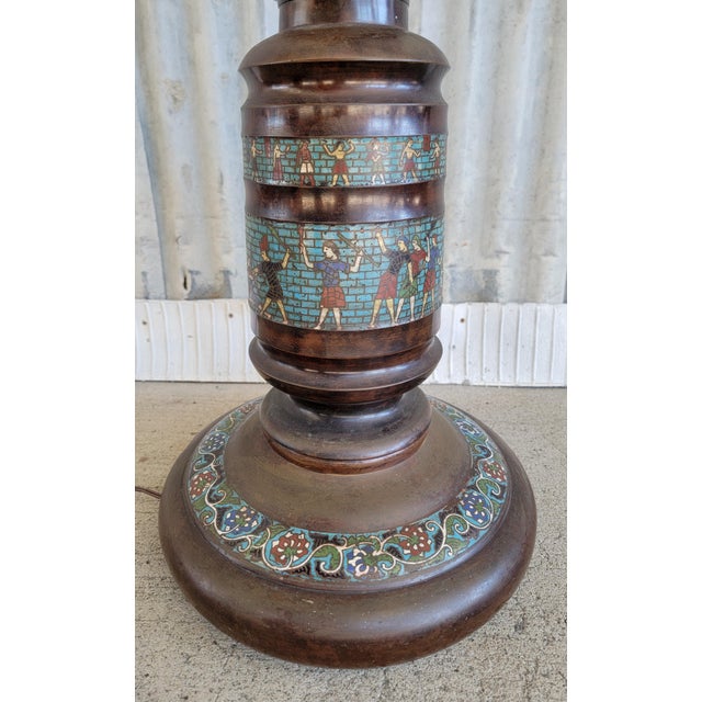 Antique Egyptian Revival Bronze Cloisonne Floor Lamp For Sale In San Francisco - Image 6 of 13