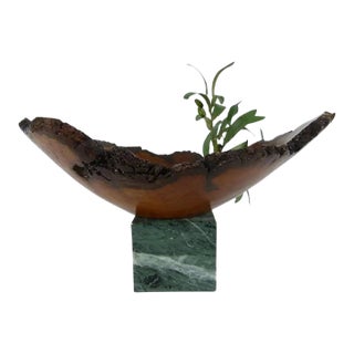 1970s Cherry Burl Bowl by Hoyt G. Brown Signed . Appalachian Folk Art . Live Edge Wood Bowl For Sale