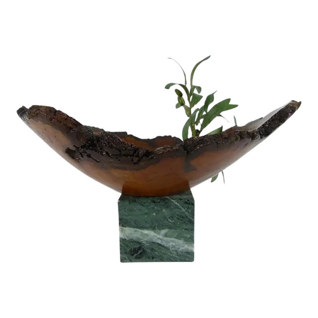 1970s Cherry Burl Bowl by Hoyt G. Brown Signed . Appalachian Folk Art . Live Edge Wood Bowl For Sale