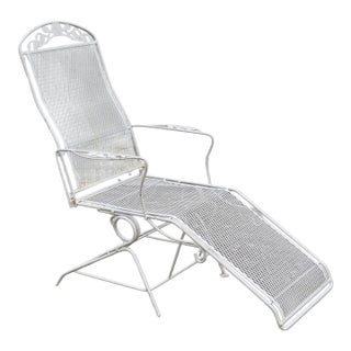 Vintage Wrought Iron Patio Chaise For Sale