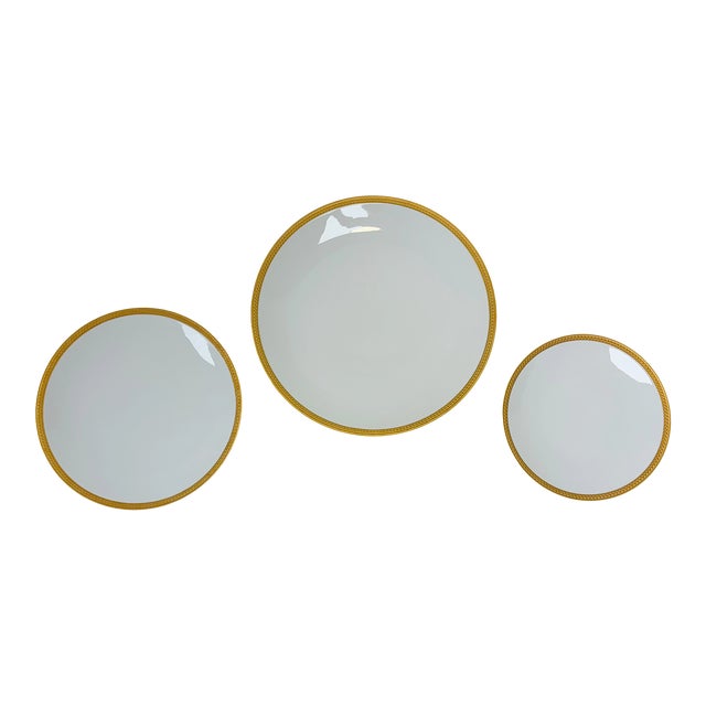 l'Objet 'Soie Tressee' Gold Charger, Dinner and Salad Plate - Set of 3 For Sale