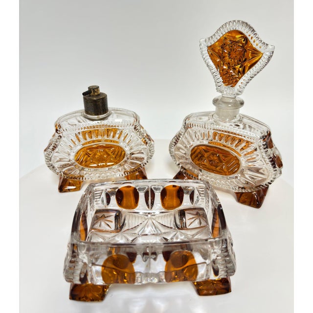Vintage 1930s Art Deco Karl Palda Crystal Vanity Set of Three Pieces For Sale - Image 12 of 12
