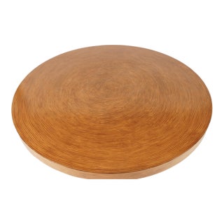 Contemporary Round Faux-Grained Painted Wood Coffee Table For Sale