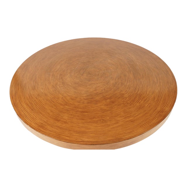 Contemporary Round Faux-Grained Painted Wood Coffee Table For Sale