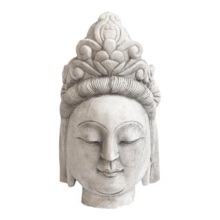 1990s White Marble Quan Yin For Sale
