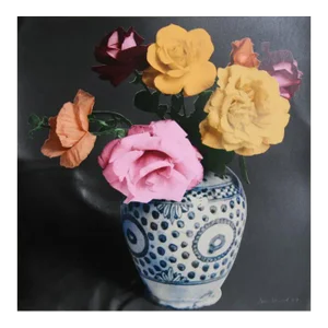 Roses and Poppies in Spotted Vase (Black), Francesco Scavullo Screenprint on Lennox Museum Board, Signed and Numbered in Pencil, Verso