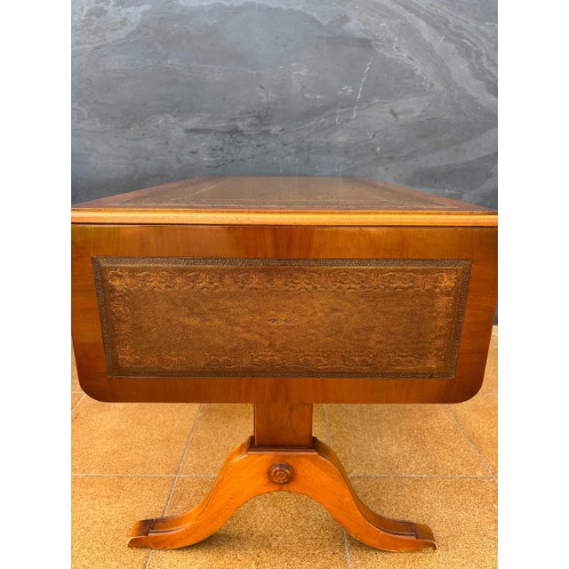 Spanish Drop-Leaf Writing Table with Leather Top, Mid-20th Century For Sale - Image 10 of 10