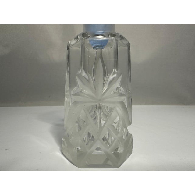 Art Deco Art Deco Czech Crystal Perfume Bottle with Blue Stopper For Sale - Image 3 of 10
