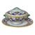 Vintage Italian Multi ColoredCeramic Covered Serving Dish With Under Plate Sherman Deruta For Sale