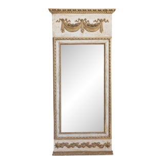 Late 18th Century Swedish Gustavian Period Trumeau Mirror with Swag and Roses For Sale
