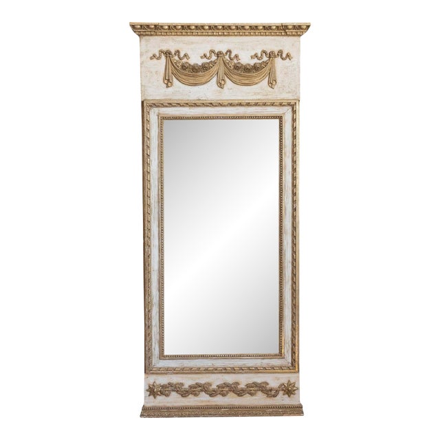 Late 18th Century Swedish Gustavian Period Trumeau Mirror with Swag and Roses For Sale
