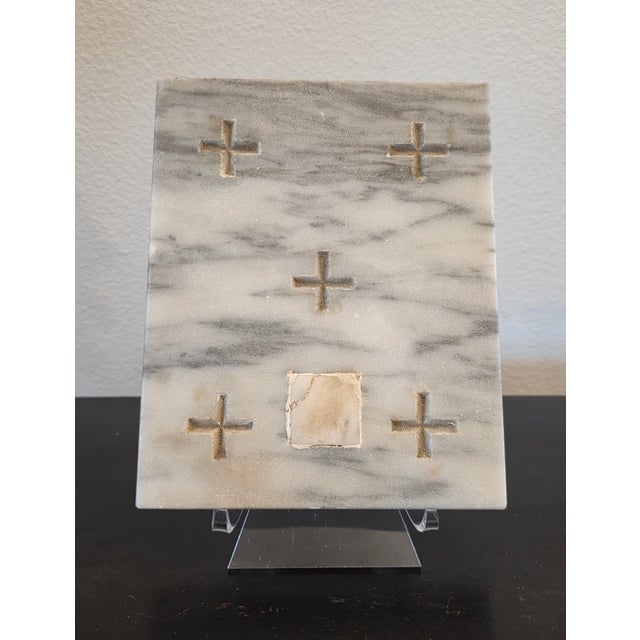 Antique Carved Marble Roman Catholic Church Reliquary Altar Stone Plaque For Sale - Image 18 of 18