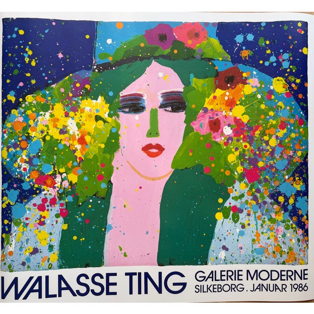 A beautiful vintage 1986 exhibition poster by celebrated Chinese-American artist Walasse Ting (1929–2010), produced for...