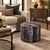 Abstract Round Ottoman Footstool Made in Usa Designer Abstract Fabric Accent Stool 21"x17 For Sale - Image 3 of 8