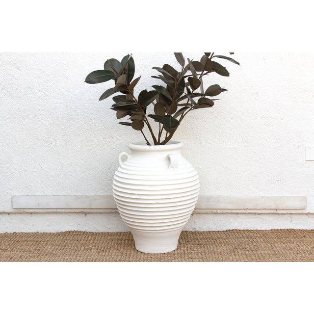White Stately Tall White Ribbed Greek Urn For Sale - Image 8 of 8