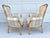 Early 20th Century Pair of French Embroidered Silk Giltwood Gold Leaf Armchairs For Sale - Image 5 of 12