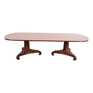 John Widdicomb Style Empire Mahogany Double Pedestal Dining Table, Newly Refinished For Sale