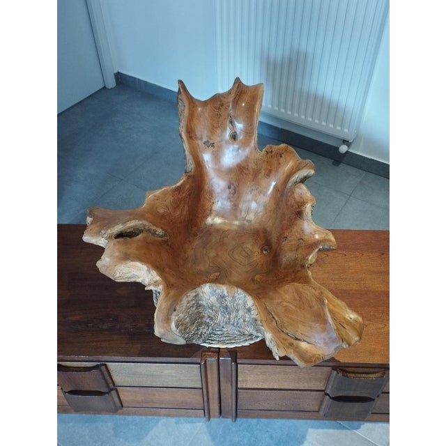 Brown Brutalist Sculptural Wooden Centerpiece, 1970s For Sale - Image 8 of 18