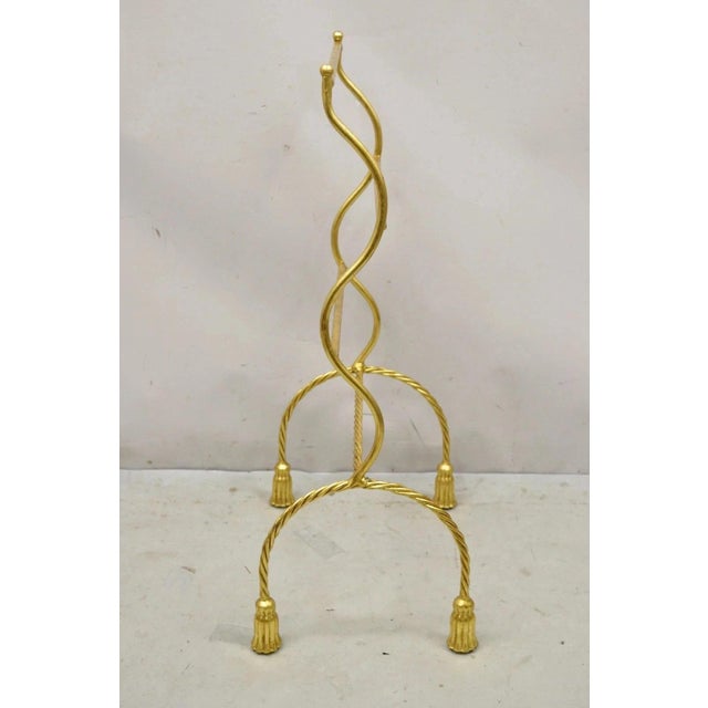 Mid 20th Century Vintage Italian Hollywood Regency Gold Gilt Metal Iron Towel Rack W/ Tassel Feet For Sale - Image 5 of 9