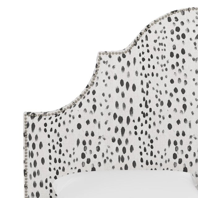 King Headboard in Linen Leopard Ink For Sale - Image 4 of 6