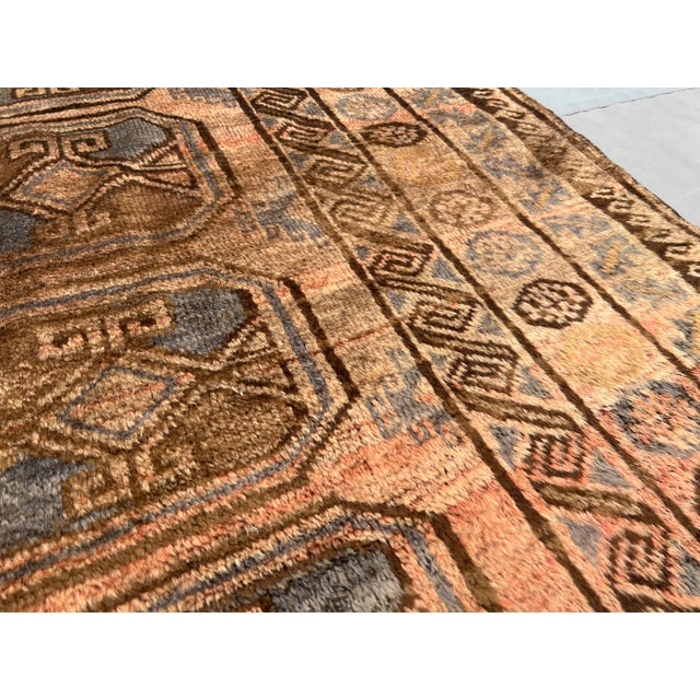Textile Vintage Afghan Hand-Knotted Tribal Rug | 4'6" X 7'10" Ft | Bohemian Geometric Rug For Sale - Image 7 of 13