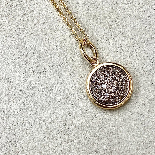 Syna Yellow Gold Charm Pendant with Brown Diamonds For Sale - Image 4 of 6