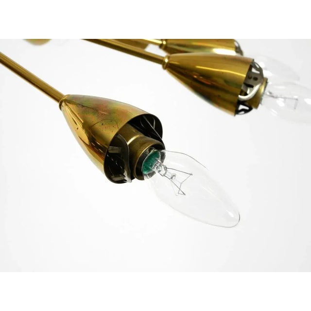 Mid-Century Brass 12-Armed Chandelier with Opal Glass Shades, 1950s For Sale - Image 11 of 18