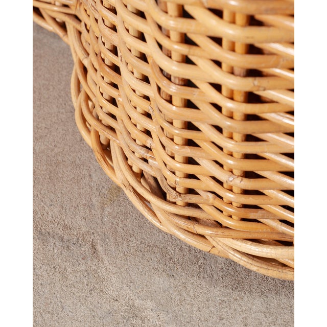 Wood Michael Taylor Attributed Scalloped Rattan Wicker Dining Table For Sale - Image 7 of 18