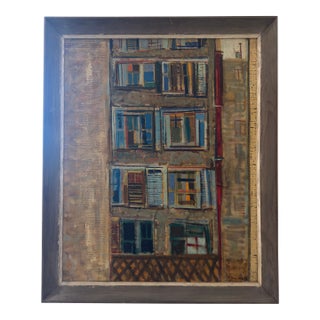 Vintage City Building Painting For Sale