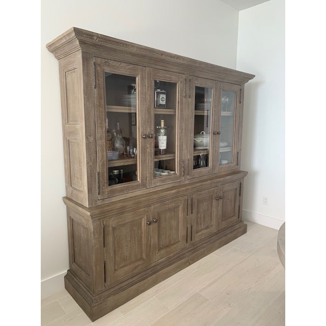 Restoration Hardware Salvaged Wood Glass 4Door Sideboard & Hutch