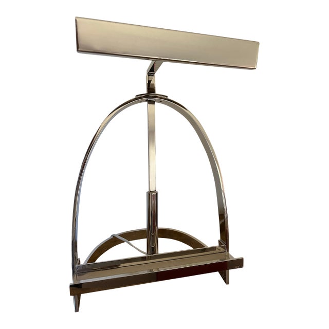 Late 20th Century RL Polished Nickel Easel Lamp For Sale