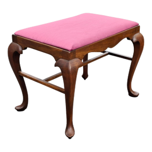 Early 20th Century Maddox Colonial Queen Anne Mahogany and Upholstered Bench