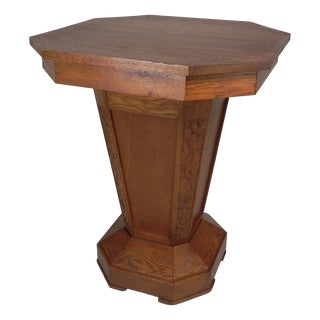 Art Deco Octagonal Oak Side Table, 1930s For Sale